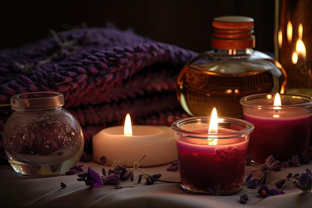 Aromatherapy massage with the scent of lavender and geranium filling the room