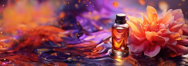 Photo aromatherapy oils on a vivid floral canvas fragrant serenity