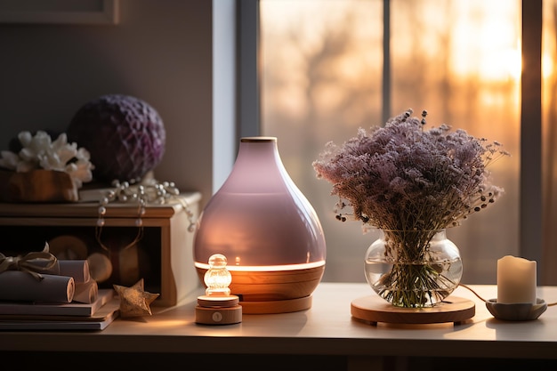 Aromatic Ambiance Diffuser on Wooden Shelf