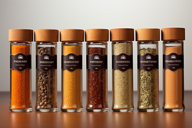 Photo aromatic appeal of salt pepper spices and herbs