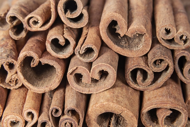 Aromatic bark of cinnamon background