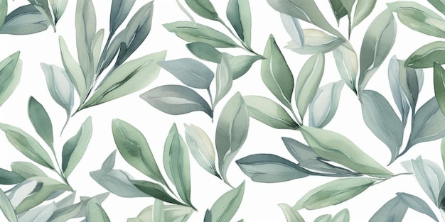 Aromatic Bay leaves Spice Horizontal Watercolor Illustration