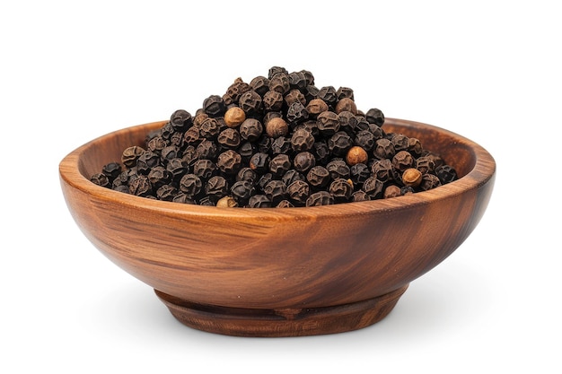 Aromatic Black Pepper Essence Wooden Bowl on White