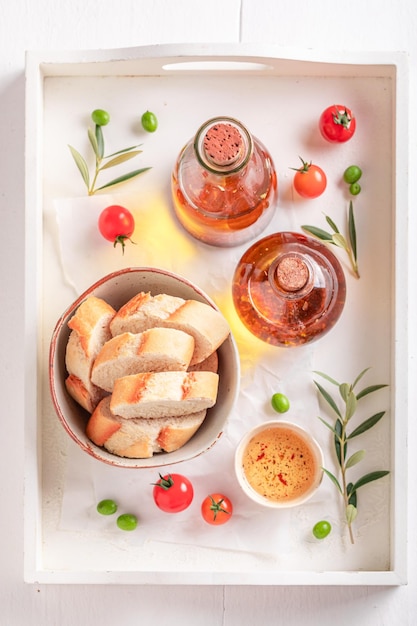 Aromatic bread made of dried tomatoes and olive oil