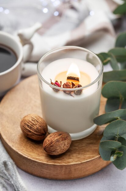 Aromatic candle on the table