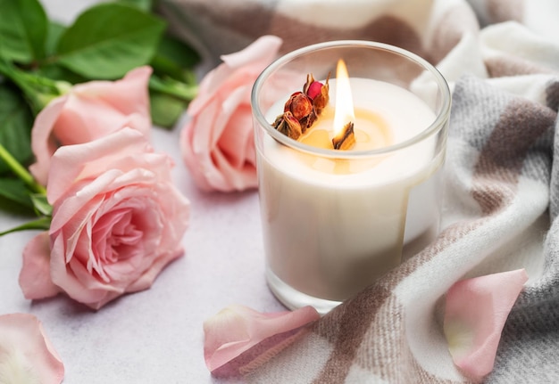 Aromatic candle on the table