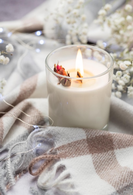 Aromatic candle on the table