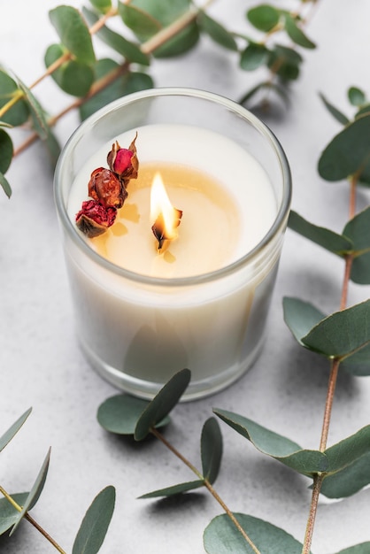 Aromatic candle on the table