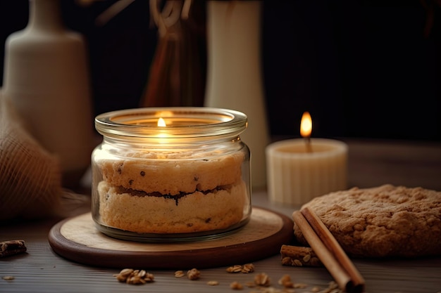 Фото Ароматическая свеча с ароматом теплой выпечки на кухне