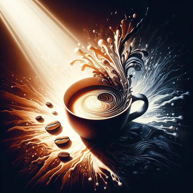 Photo aromatic coffee splash and splatter in a glass