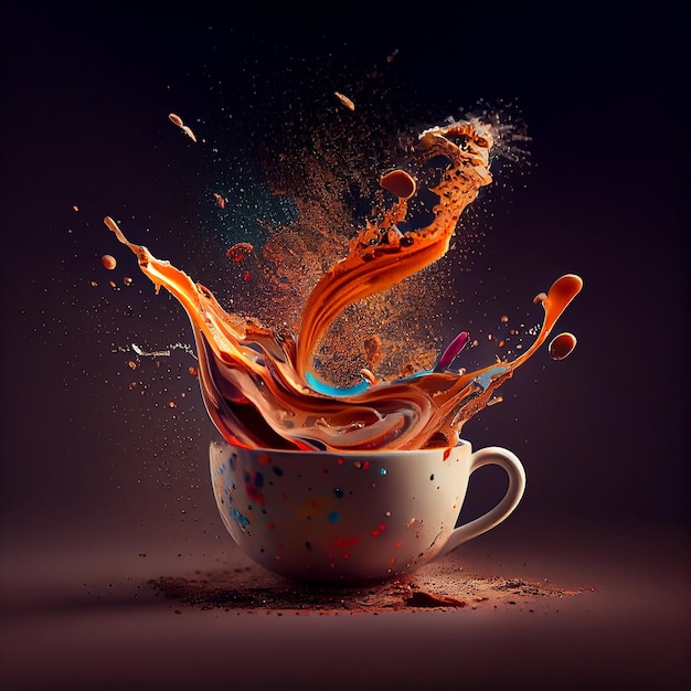 Aromatic coffee splashing in a Cappuccino cupgenerative ai