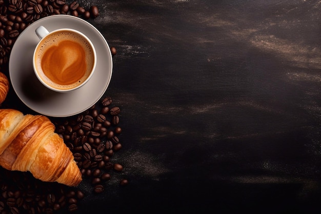 Aromatic espresso with hot pastries and space for text