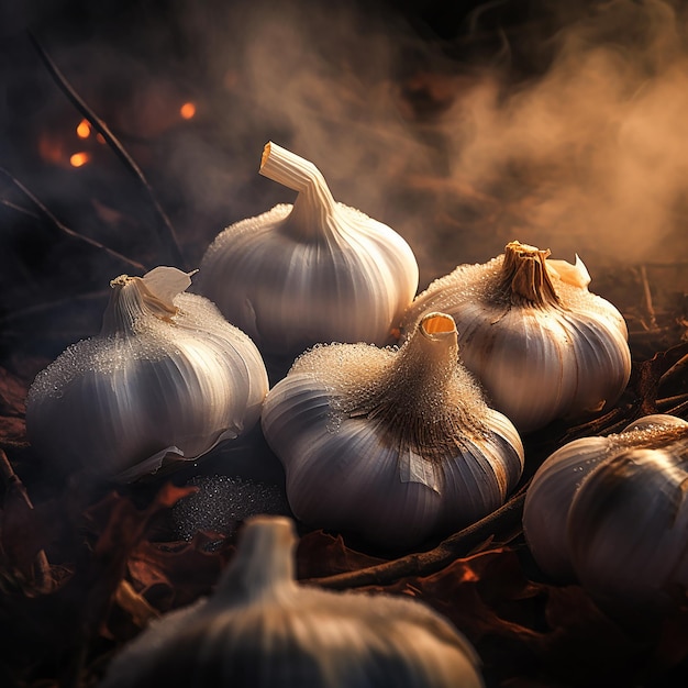 Aromatic Garlic in Cinematic Natural Color Landscape