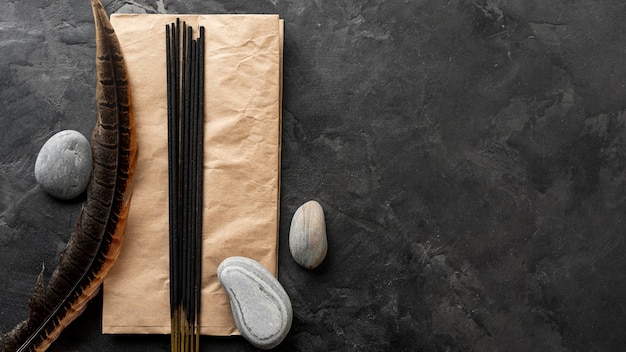 aromatic incense sticks and water stones