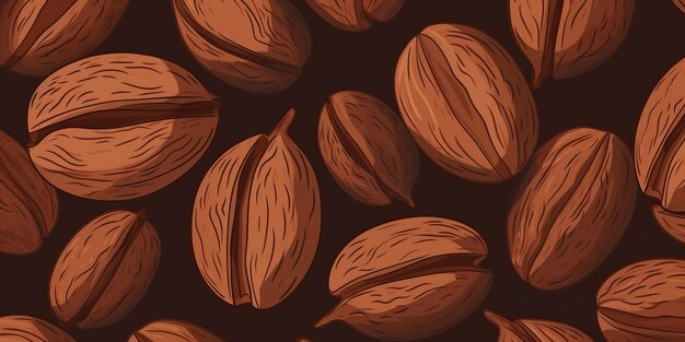 Aromatic nutmeg spice horizontal background illustration