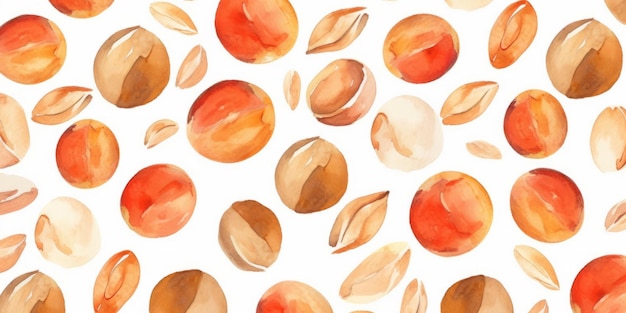 Aromatic Nutmeg Spice Horizontal Watercolor Illustration