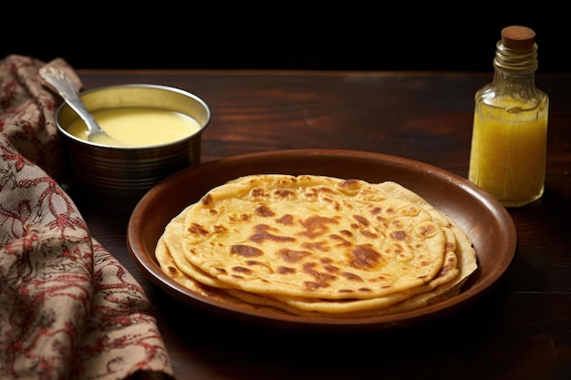 Photo aromatic parantha ghee fresh generate ai