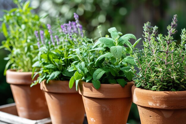 Aromatic potted herbs Generate Ai