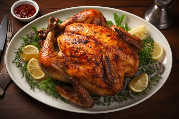 An aromatic roast chicken for thanksgiving festival