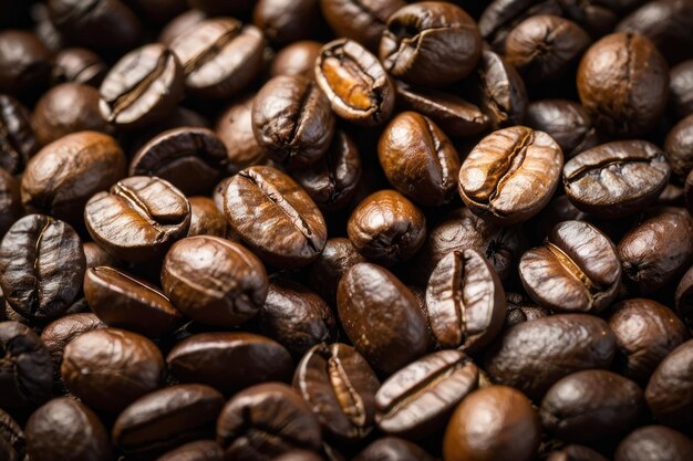 Aromatic roasted coffee beans closeup