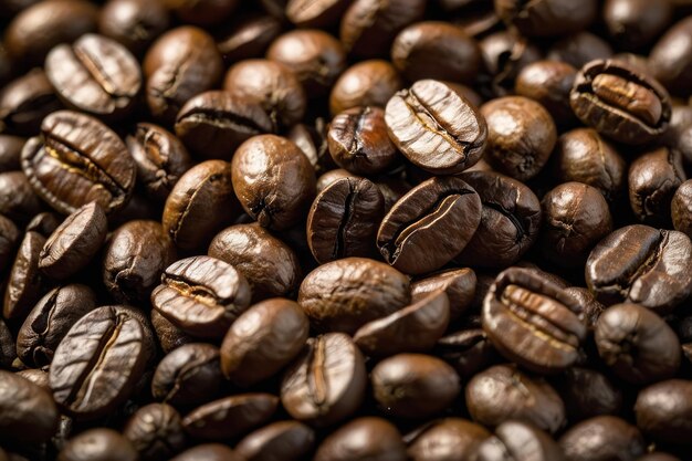 Aromatic roasted coffee beans closeup
