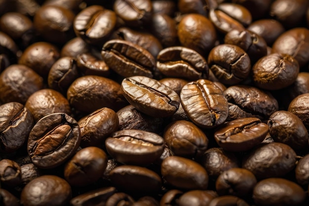 アロマティックな焼きコーヒー豆のクローズアップ