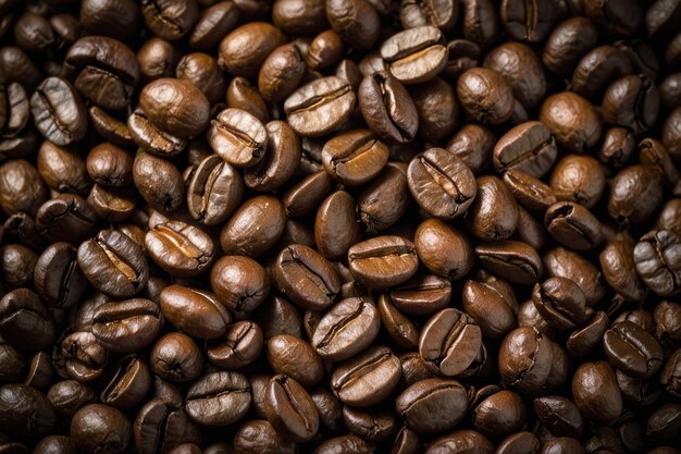 Aromatic roasted coffee beans closeup