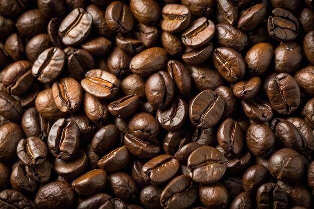 Aromatic roasted coffee beans closeup