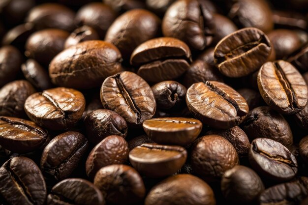 Aromatic roasted coffee beans closeup