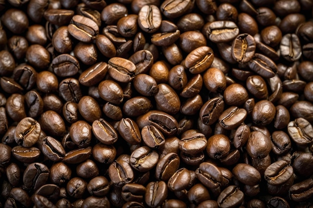 Aromatic roasted coffee beans closeup