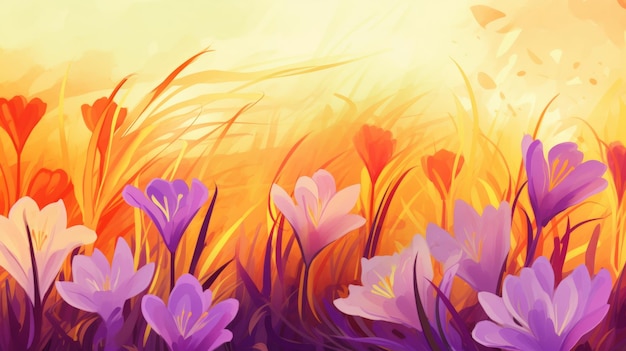 Aromatic saffron spice horizontal background illustration