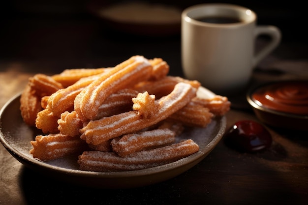 Foto aromatici churros spagnoli zucchero generate ai