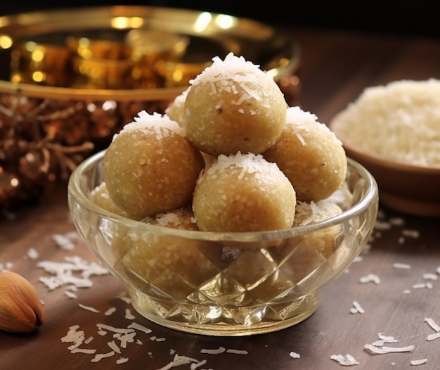 Aromatisch en kokosnoot Nariyal Ladoo