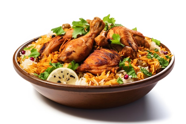 Aromatische en geurige biryani met geurige basmatirijst en malse kip Generative AI