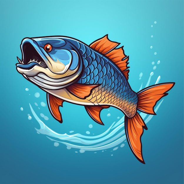 Arowana fish cartoon logo