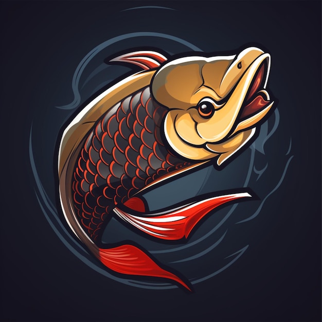 Arowana fish cartoon logo