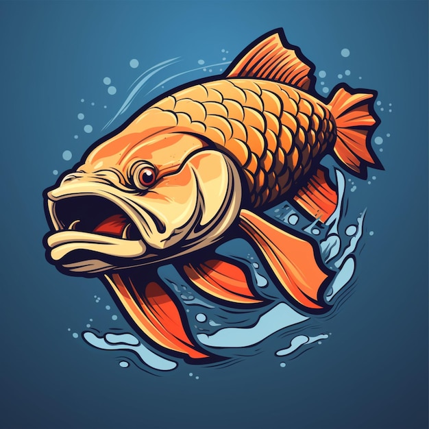 Arowana fish cartoon logo