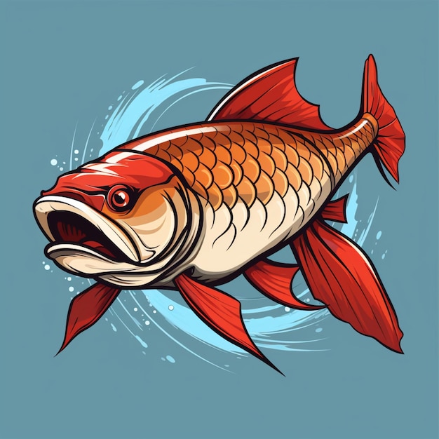 Arowana fish cartoon logo