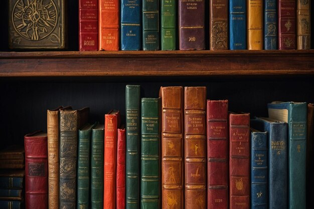 Arrange books on a shelf with flags