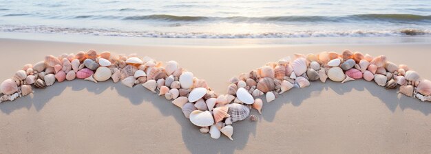 Arrange seashells along the shoreline to create a heart