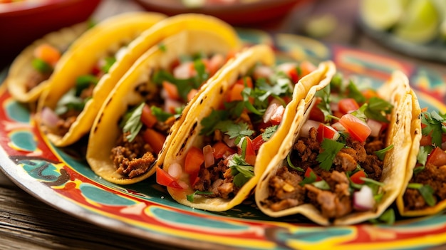 Arrange the tacos neatly in rows on a colorful plate for a vibrant presentation Alternatively stack the tacos on top of each other in a pyramid shape for a visually appealing display