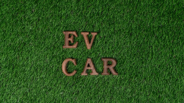 Arranged ecofriendly car and electric vehicle message as backdrop for encouraging campaign promoting environmental friendly transportation with netzero emission by biophilia design Gyre