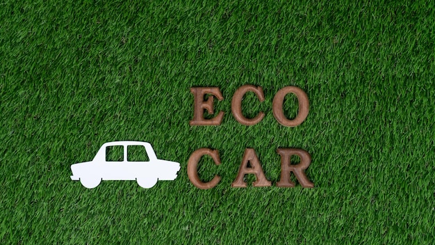 Arranged ecofriendly car and electric vehicle message for eco transport Gyre