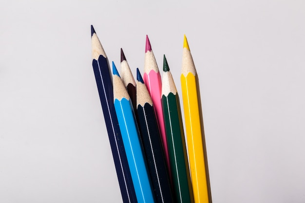 Arrangement of colorful pencils close up