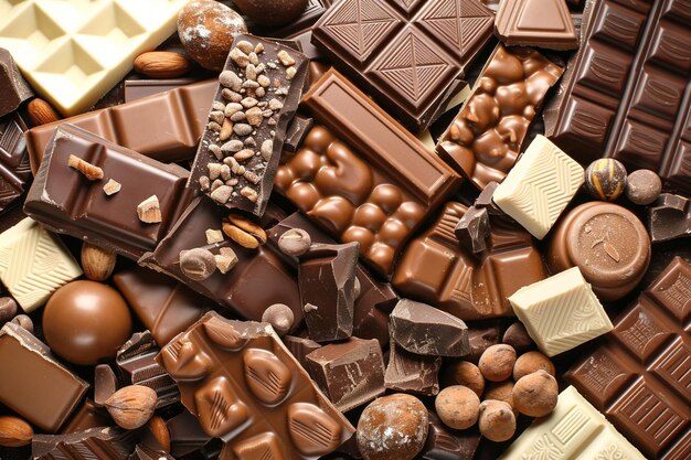 Arrangement of delicious chocolate goodies