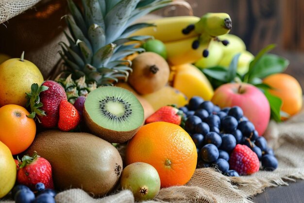 Arrangement of delicious exotic fruits