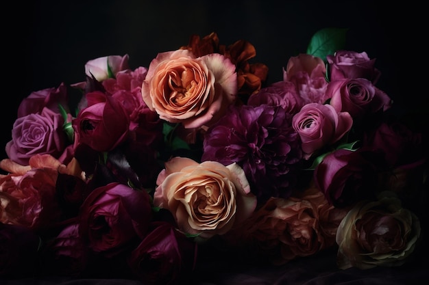 an arrangement of flowers that are now resting on a table