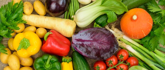 Arrangement of fresh vegetable fruits