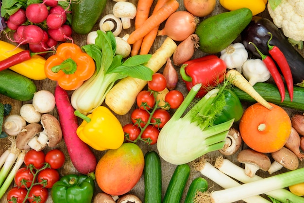 Arrangement of fresh vegetable fruits