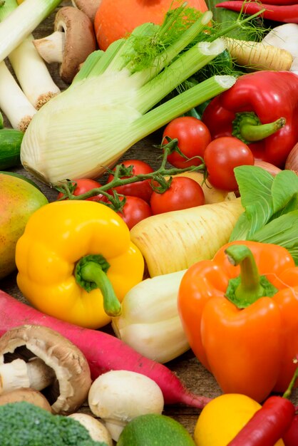 Arrangement of fresh vegetable fruits